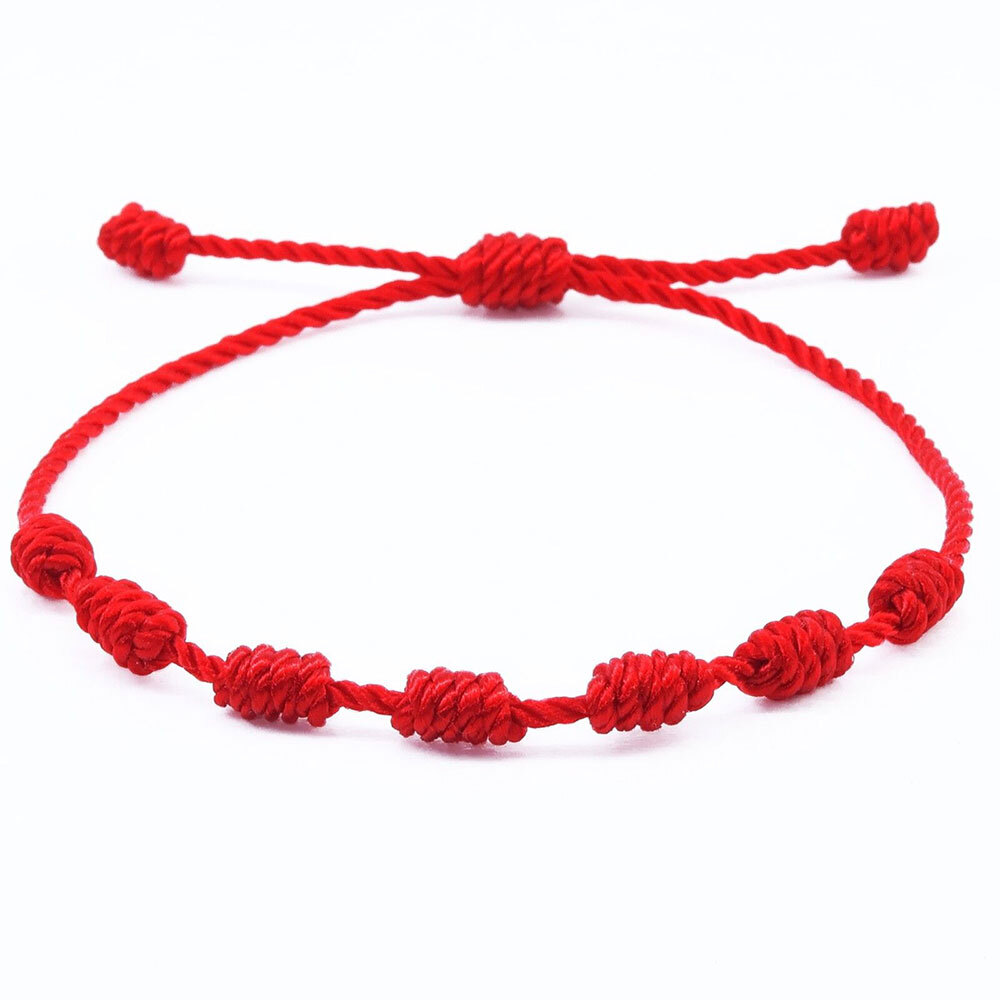 12PC Lucky Red String Bracelet Kabbalah Amulet 7 Knots Protection Rope Man Women