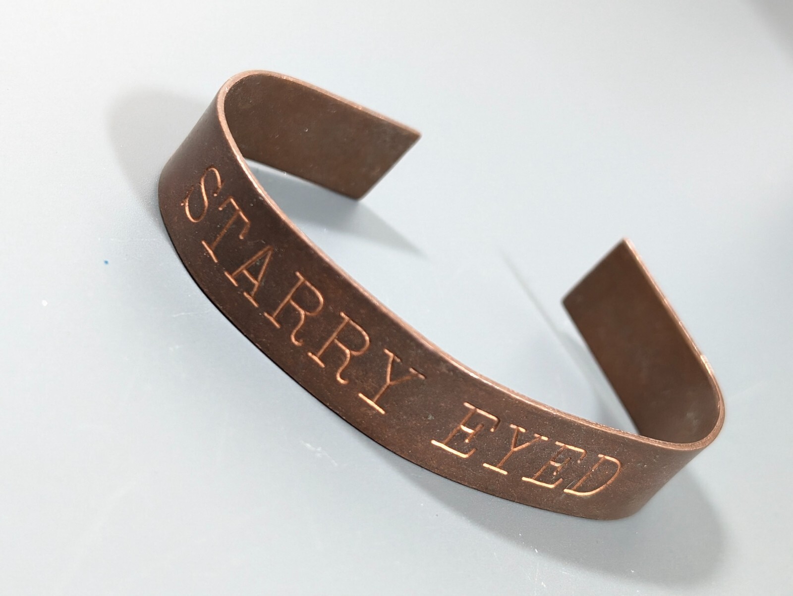 Artisan Copper Starry Eyed Stamped Cuff Bracelet 6 inch