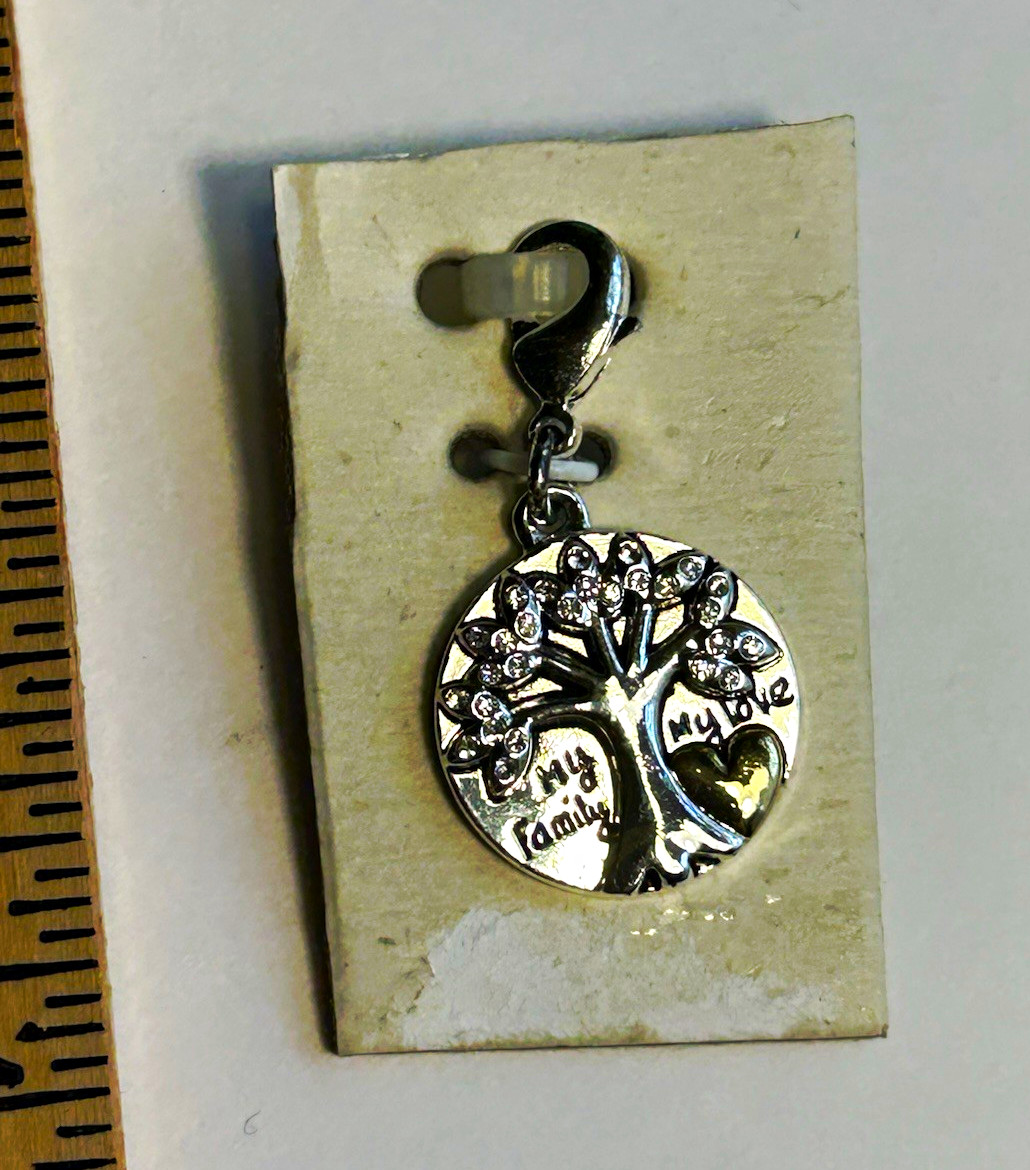 Silver-Toned Tree of Life Family Dangle Charm My Family My Love NEW
