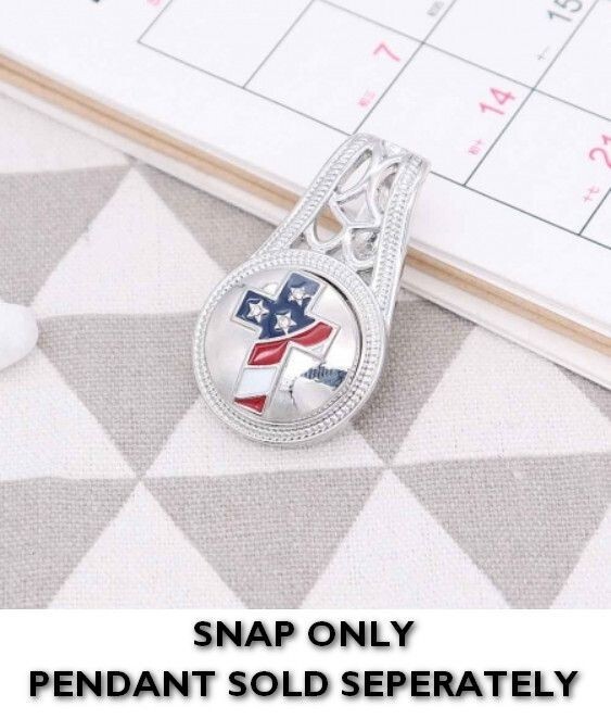 Snap Jewelry Cross USA Patriotic Enamel 18-20mm Fits Ginger Charms Accessories