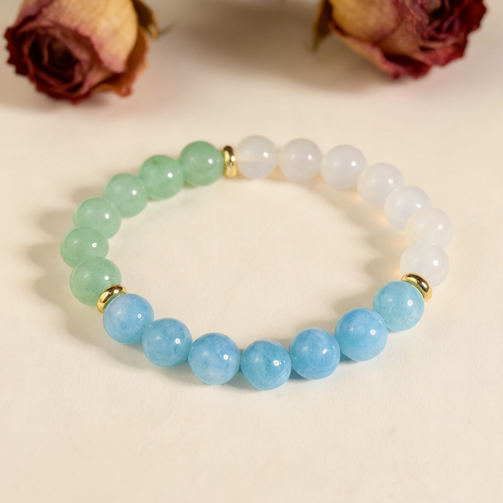 Natural Aquamarine Green Aventurine Agate Crystal Bracelet 8mm Beads Healing Gif