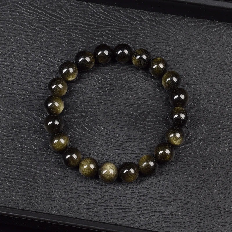 6/8mm Beaded Handmade Balance Bracelet Round Rainbow Obsidian Bead Healing Reiki