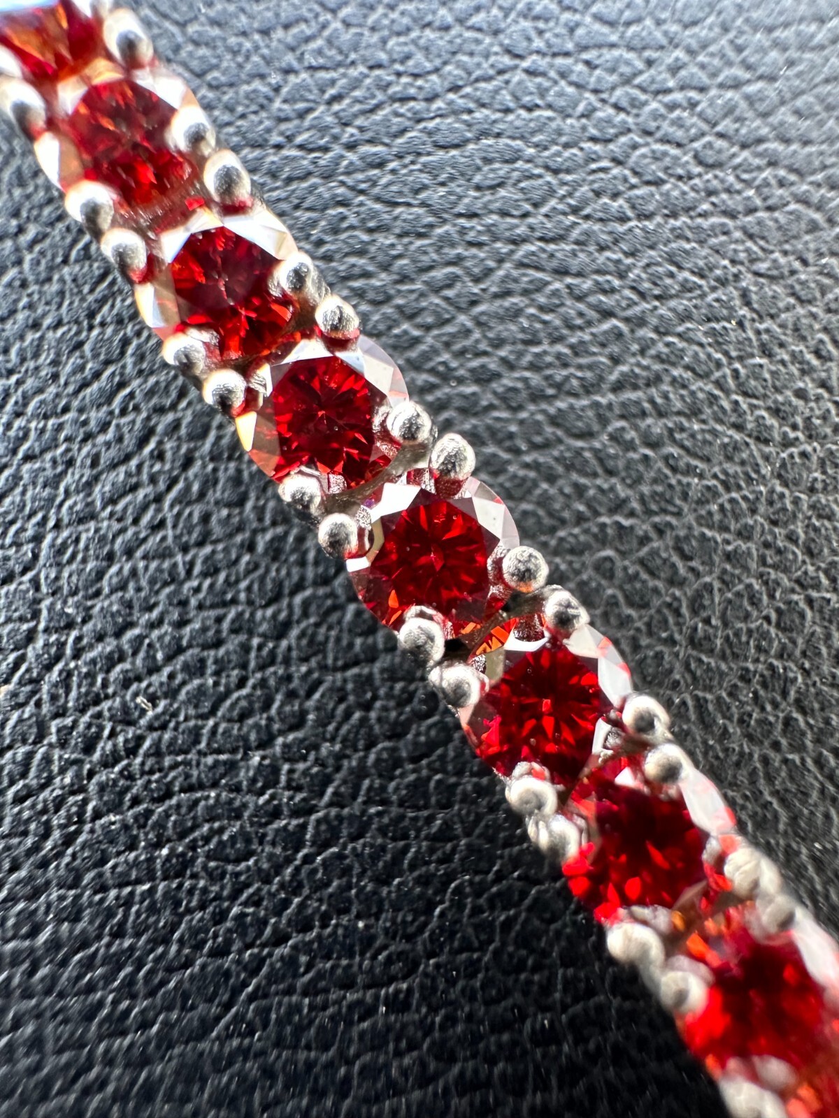 Real Iced Ruby Red MOISSANITE 3mm Tennis Bracelet 925 Silver Passes Tester