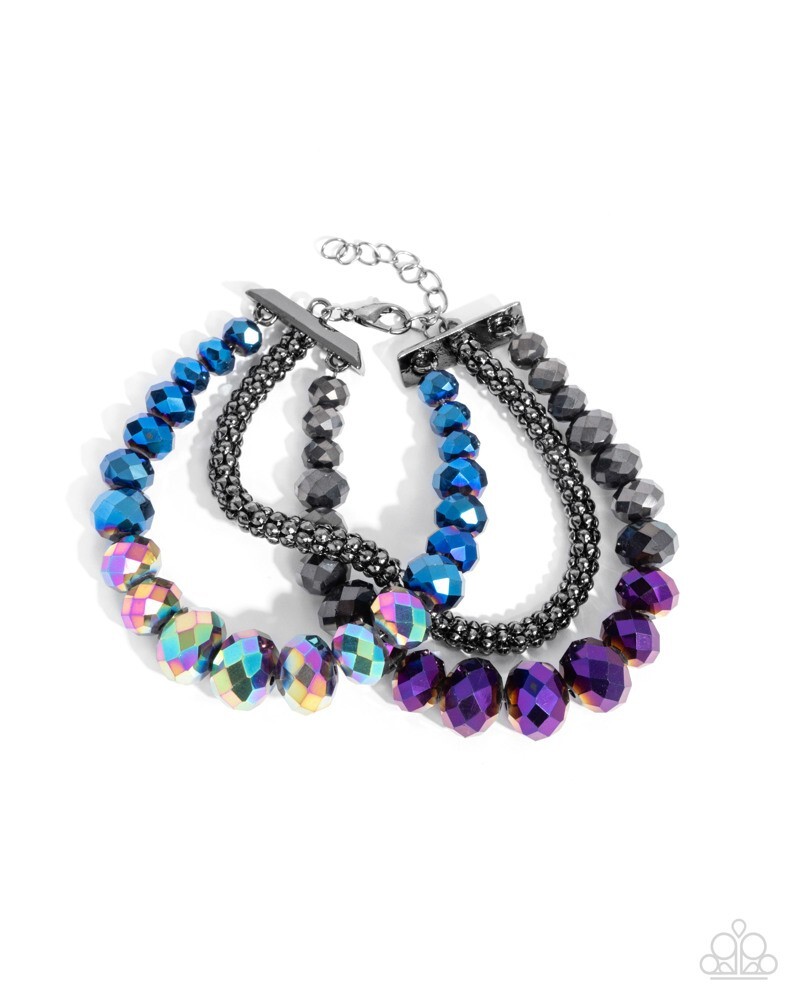 Paparazzi Truth Be BOLD – Multi – Gunmetal – Hematite – Uv Beads – Adjust Bracel