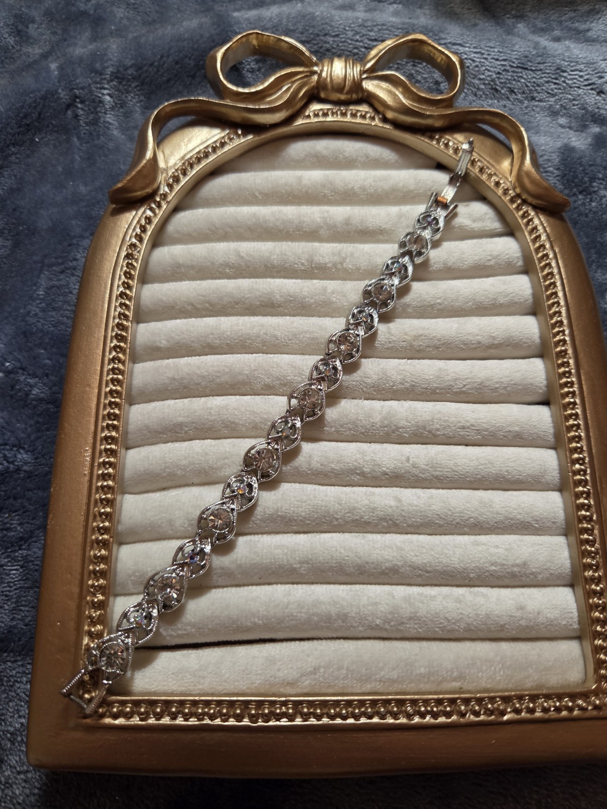 Silver-Tone with Clear Rhinestones Bracelet