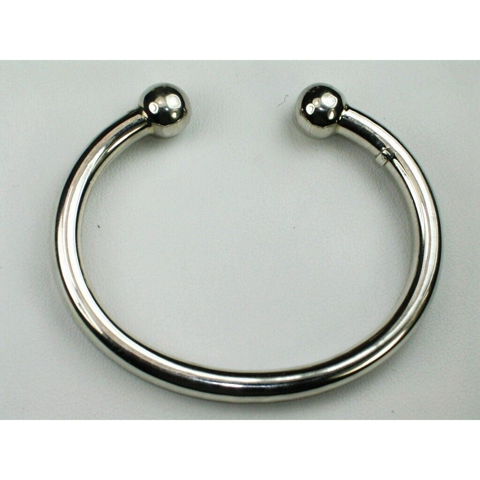 Handcrafted Silver Double Ball Open Cuff Bangle Bracelet for Small Wrists