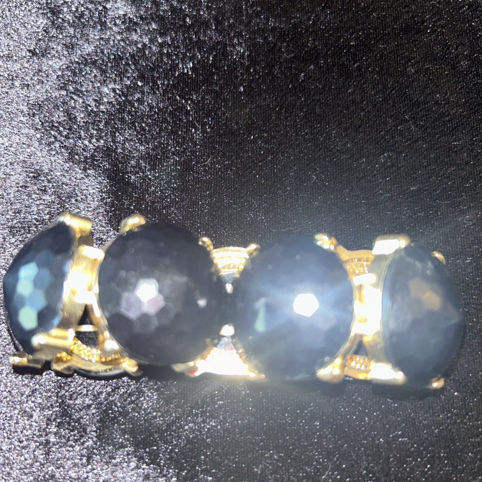Stretch Bracelet Gold Elastic Bracelet With Black Stones
