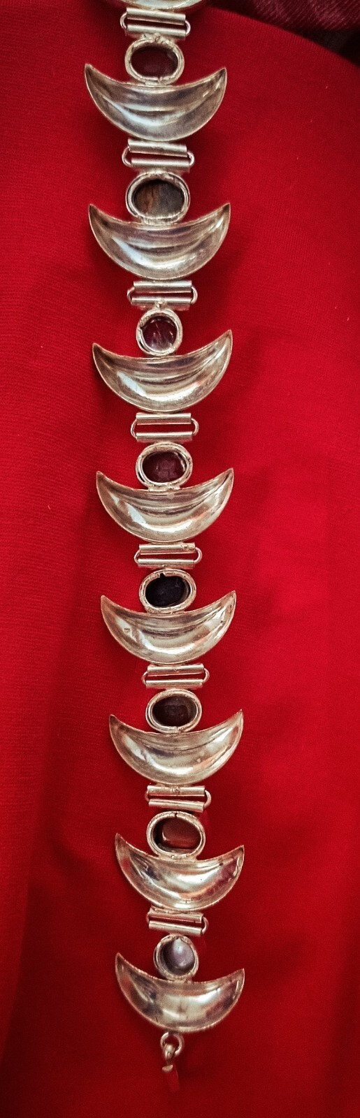 Beauty Navratna Artificial Multicolor Gemstone Silver Moon Bracelet for Unisex