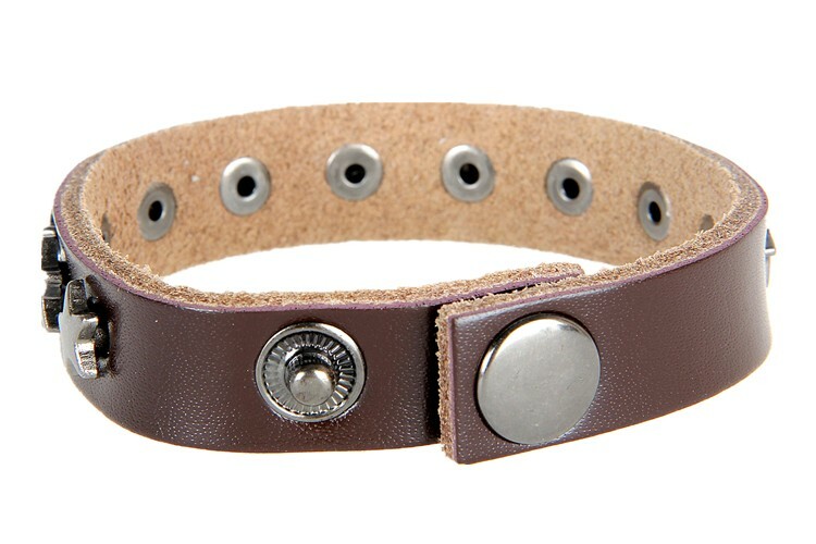 1-4PCS Men Women Star Metal Wristband PU Leather Cuff Bracelet Bangle Gift US