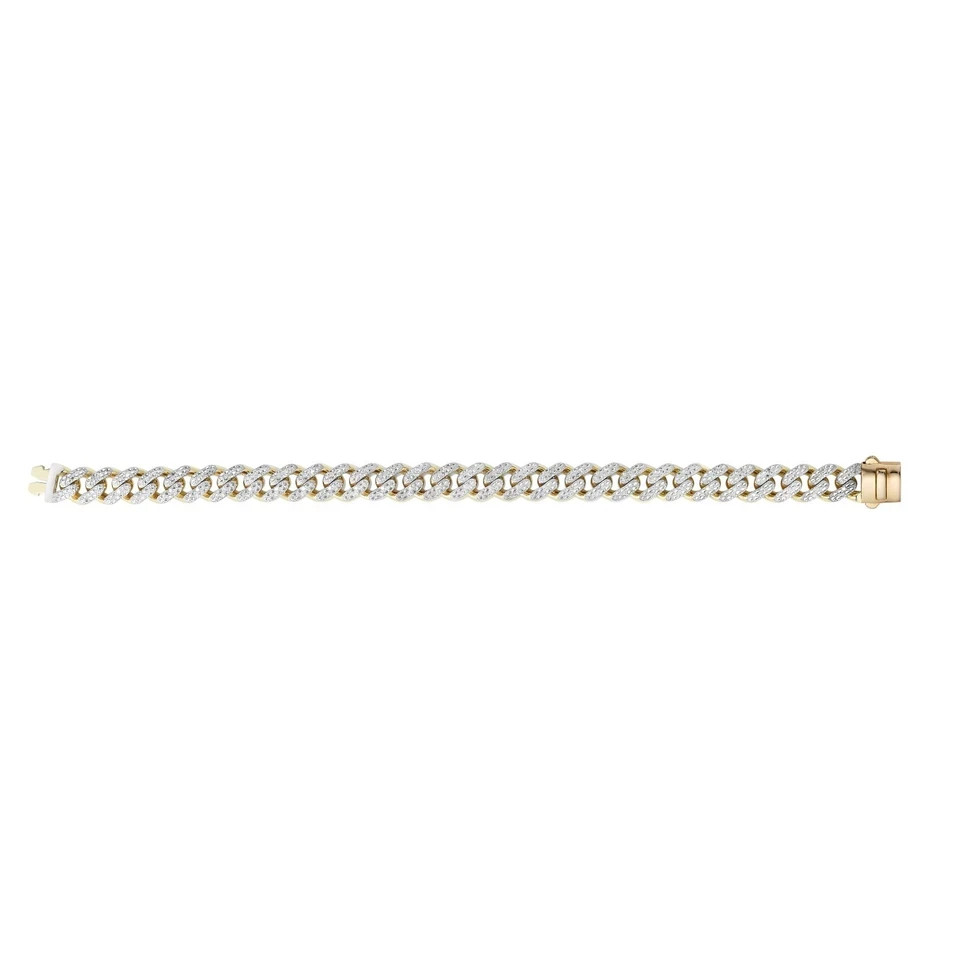 5CT Round Cut Simulated Diamond Women Cuban Link Bracelet 14k Yellow Gold Plated
