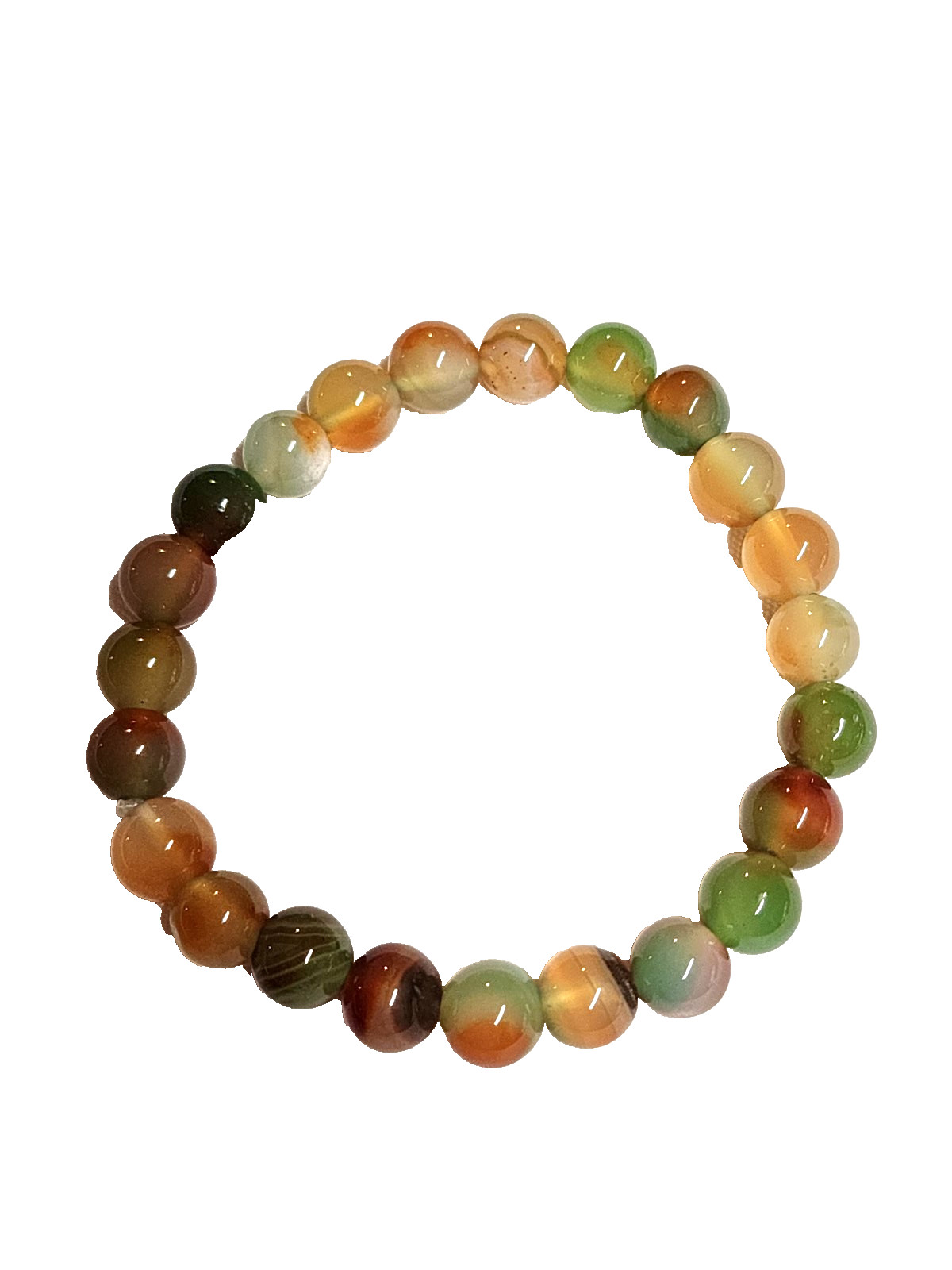 Green-Orange & Brown Serpentine Agate Tiger’s Eye Stretch Bracelet Lot 2 Nature
