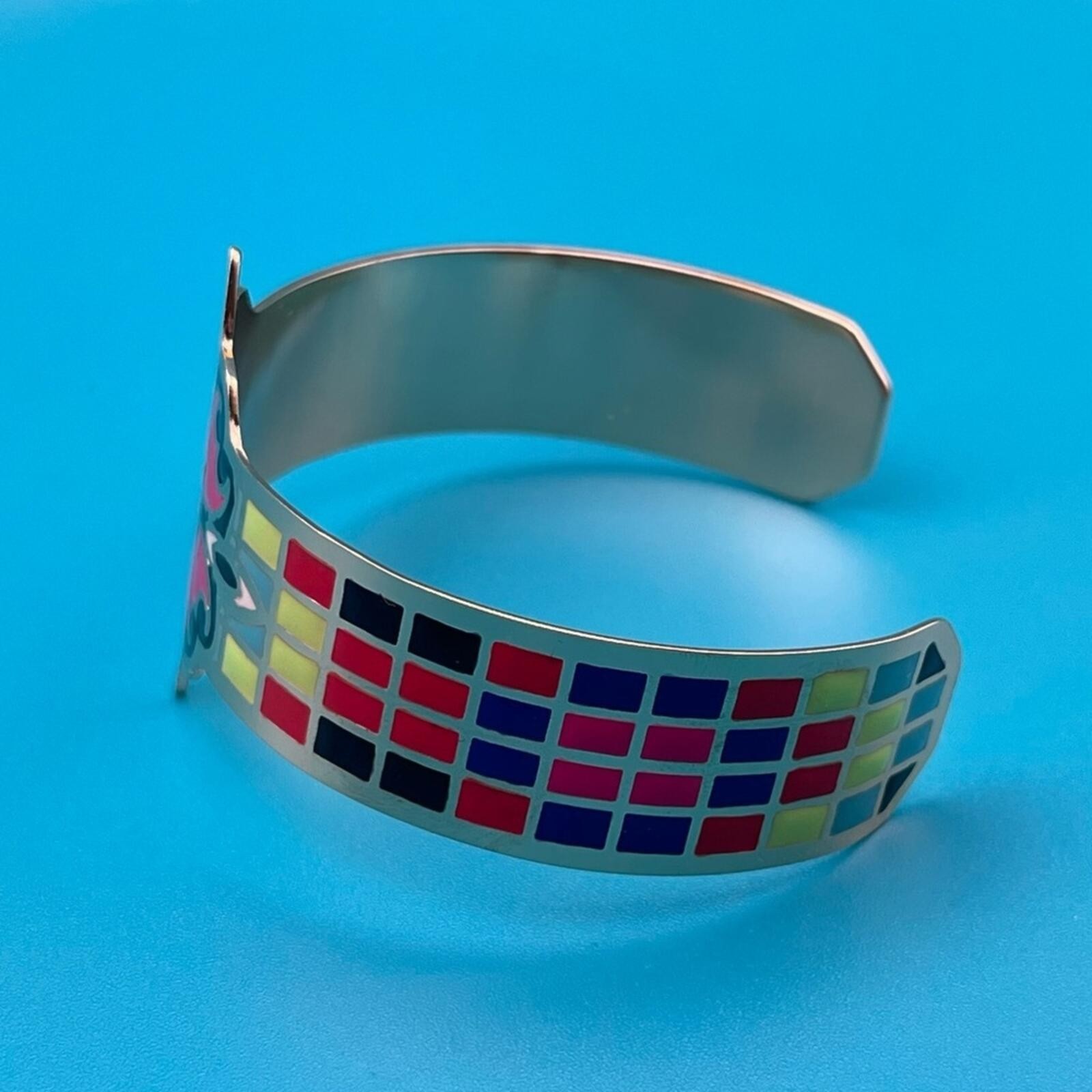 nOir | Metal & Enamel | Floral & Geometric Metal Cuff | OS