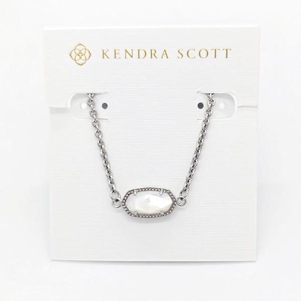 New Kendra Scott Elaina Adjustable Silver Chain Bracelet In Ivory Shell