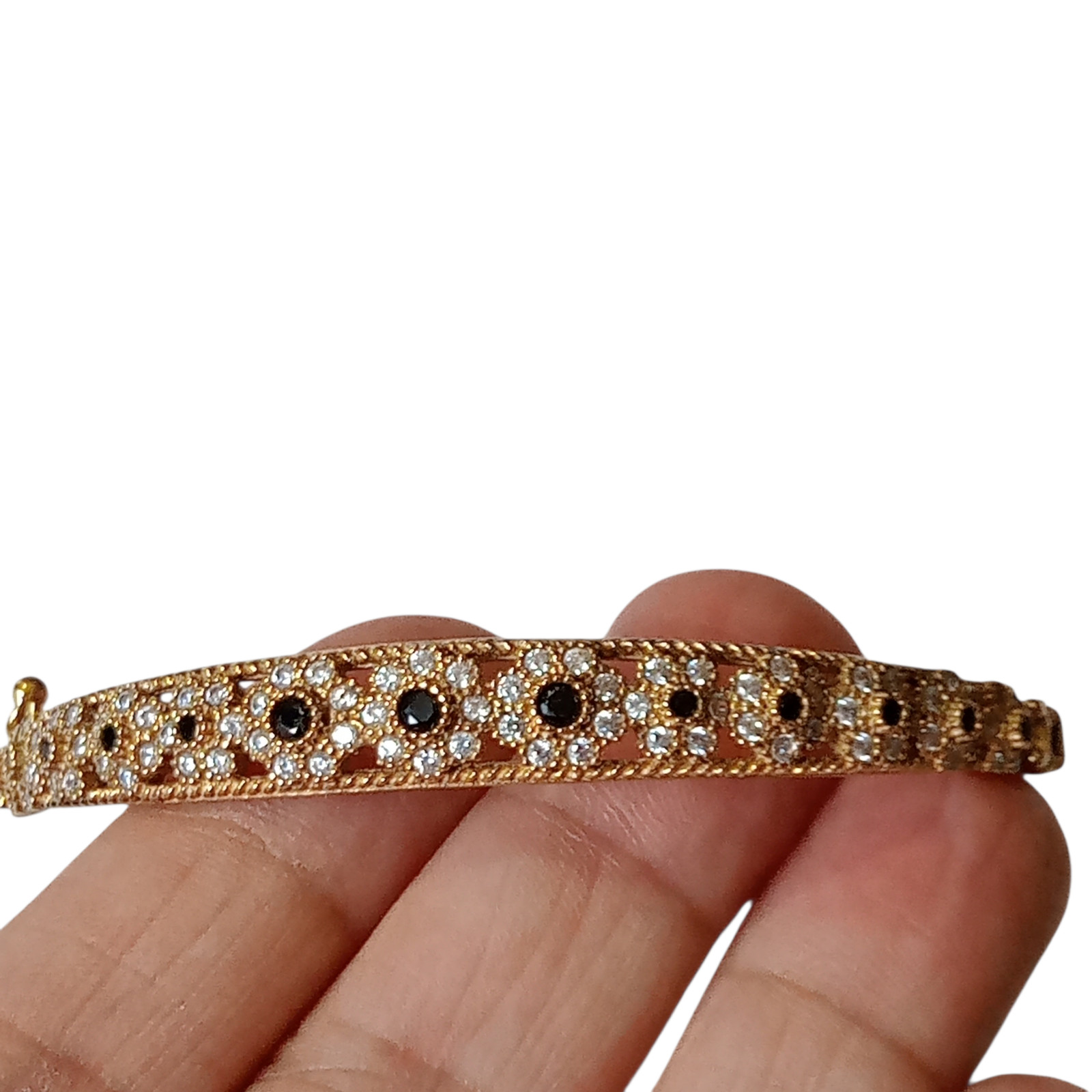 925 Sterling Silver and Bronze Turkish Handmade Onyx Cuff Bangle Hurrem Bracelet