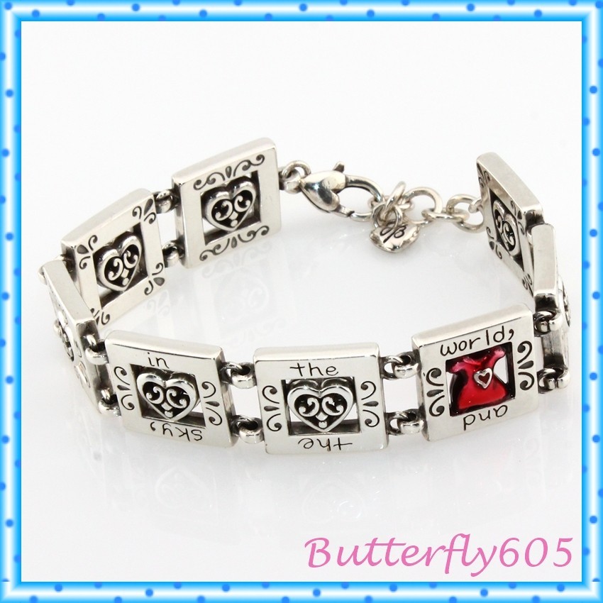 Brighton Go Red Women Heart Dress Silver Red Link Bracelet