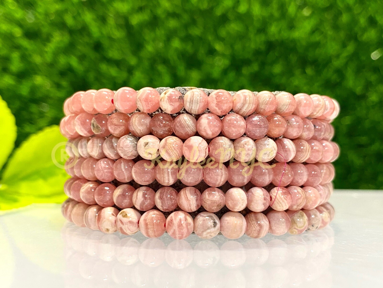 Wholesale 6 Pcs Natural Rhodochrosite 5mm 7.5” Crystal Healing Stretch Bracelet