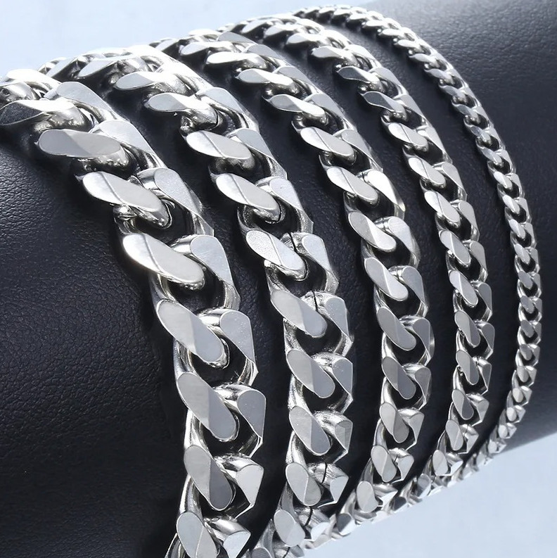 1pc Cuban Link Stainless Steel Bracelet – Classic Chain Jewelry for Men & Women