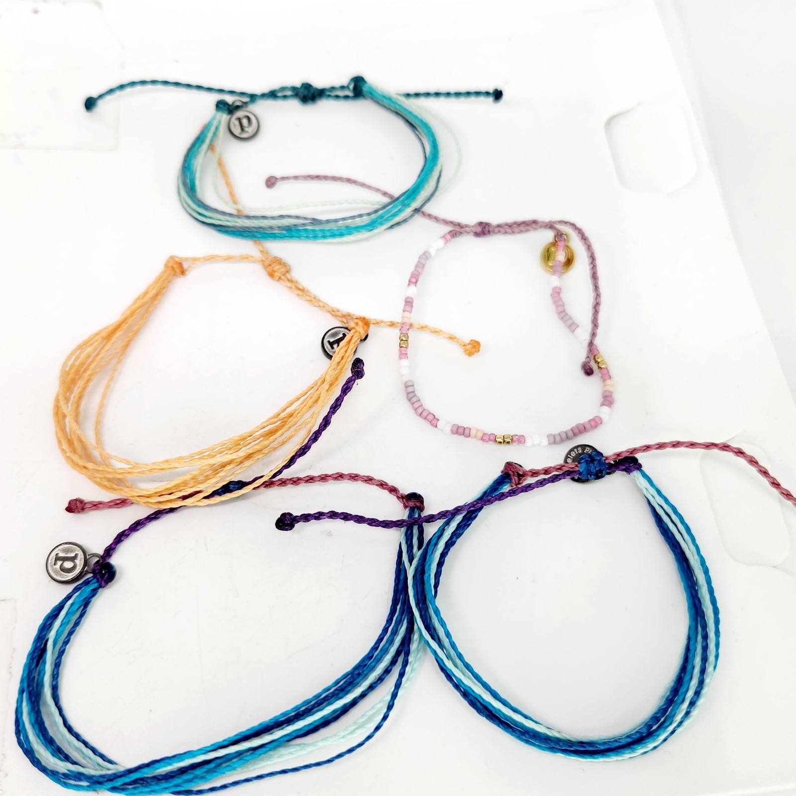 Pura Vida Lot Of 5 String Bead Waterproof Adjustable Bracelet Pack Surf Beach