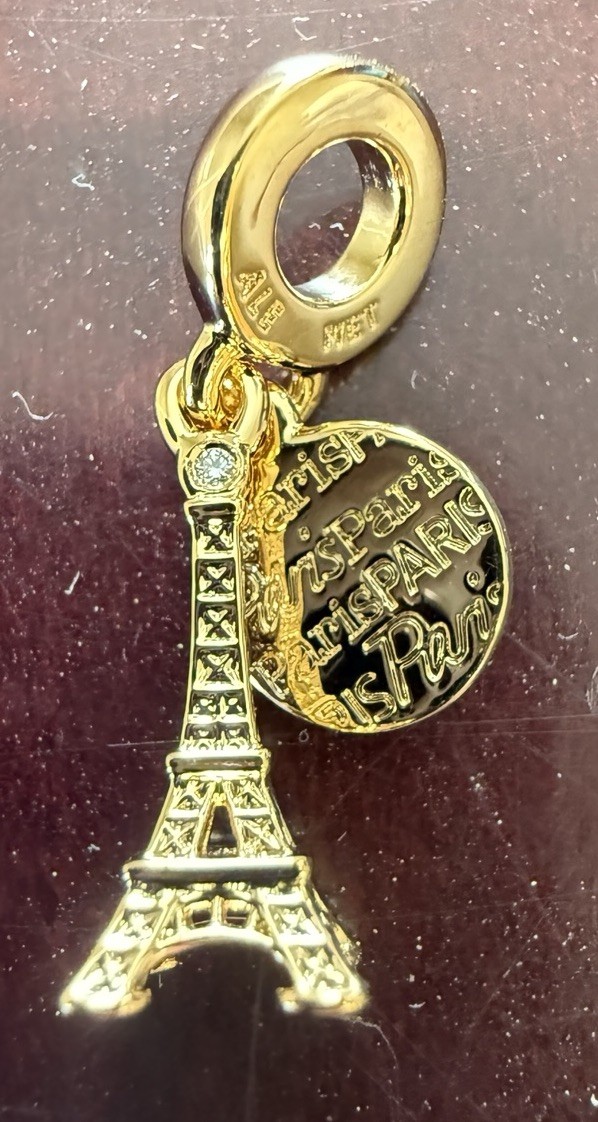 Pandora Paris Eiffel Tower Diamond Double Dangle Charm France Exclusive AUTH NEW