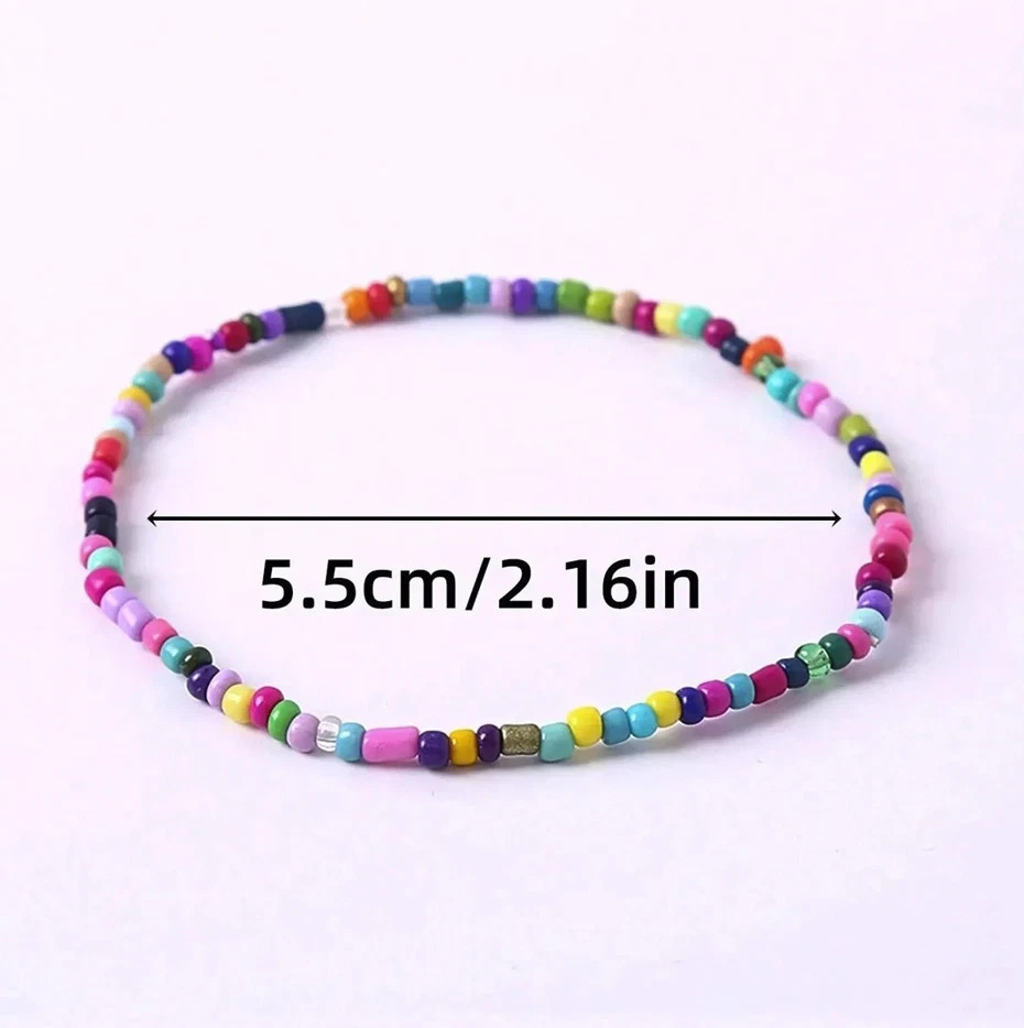 17pcs Beaded Bracelet Set Colorful Elastic Stackable Beach Bracelets