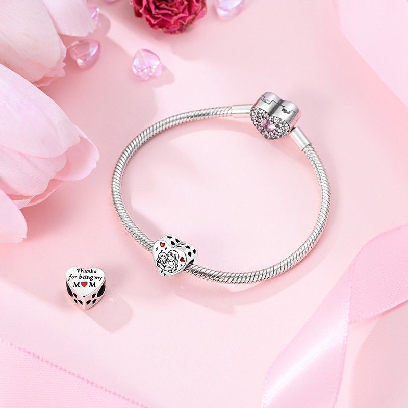 MULA European Parent Reading DIY Charm CZ For Women Bracelet 925 Sterling Silver