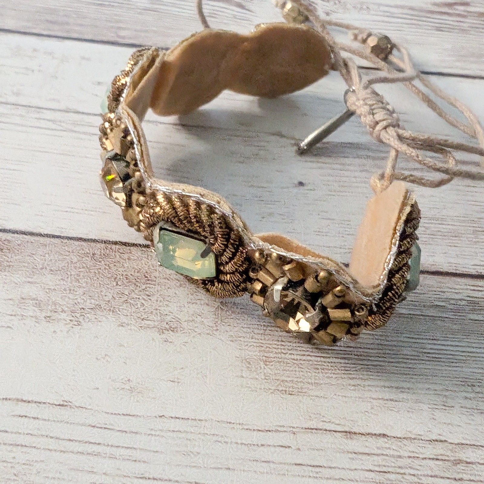 Green & Tan Tie Bracelet