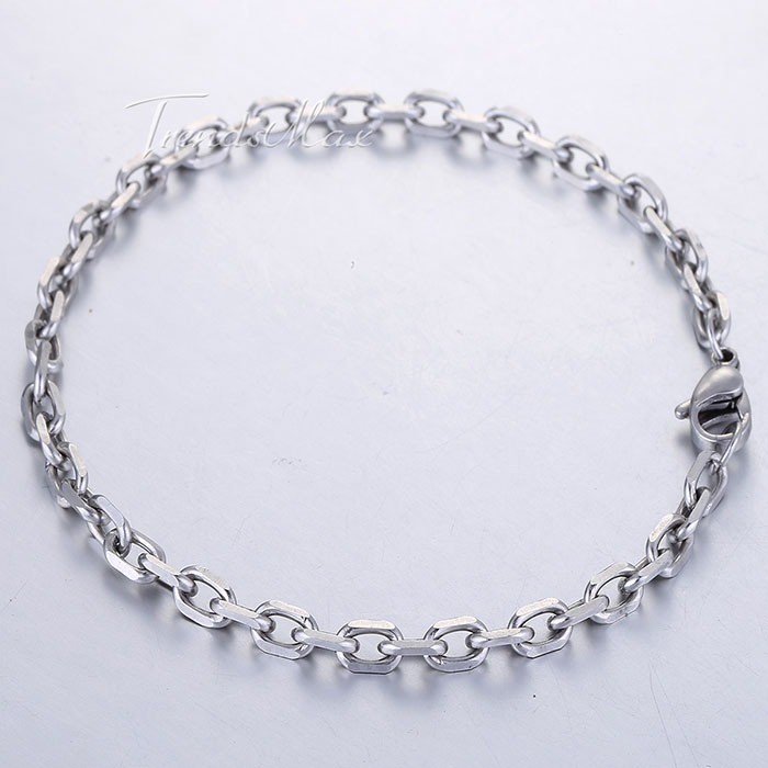3/4/6/10mm Rolo Cable Link Women Mens Chain Stainless Steel Bracelet 7-10 inches