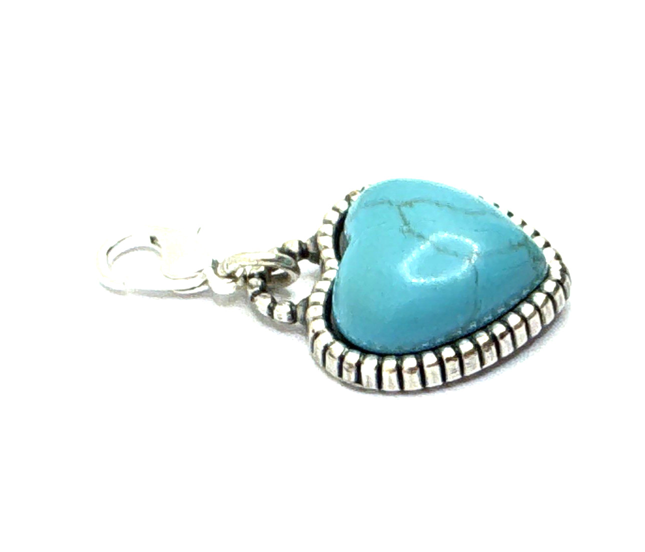 Brighton Butterflight Heart Blue Turquoise Stone Custom Silver Clip Charm