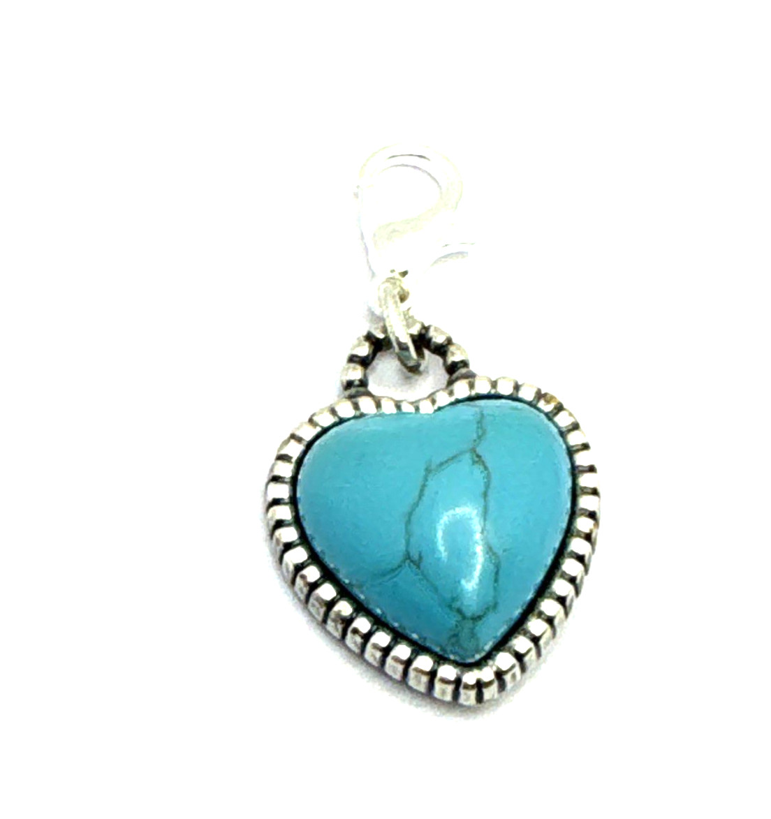 Brighton Butterflight Heart Blue Turquoise Stone Custom Silver Clip Charm