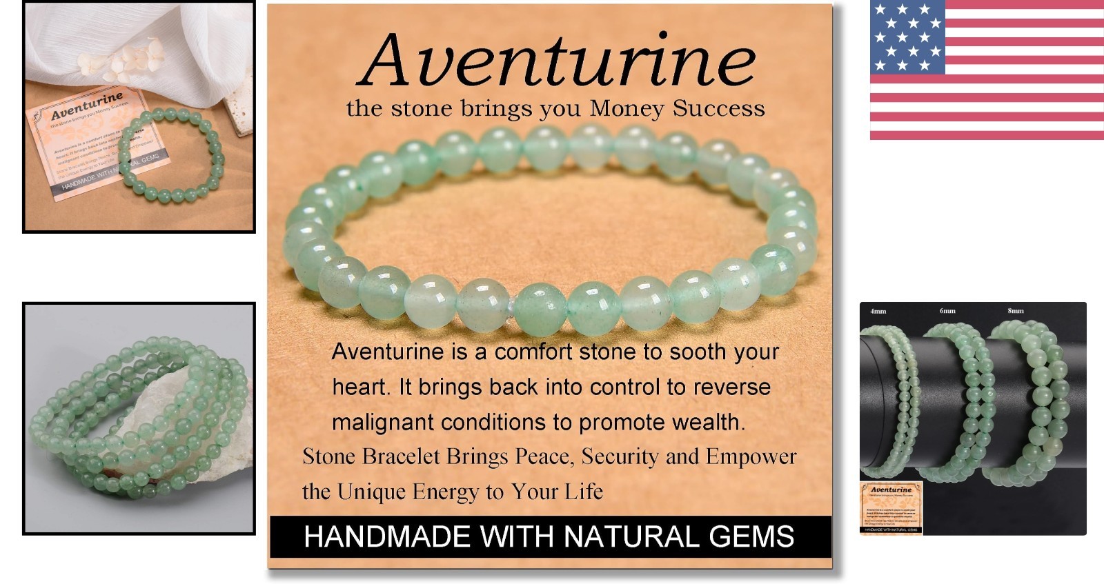 6mm Green Aventurine Elastic Bracelet – Perfect Gift for Energy and Balance