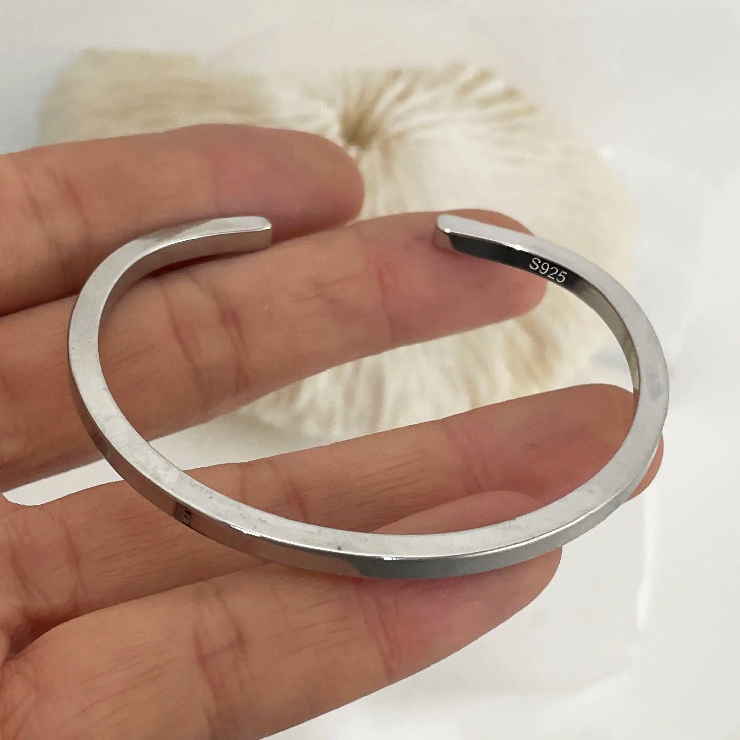 100% Solid 925 Sterling Silver Metal Bracelet for Women Men Vintage Handmade