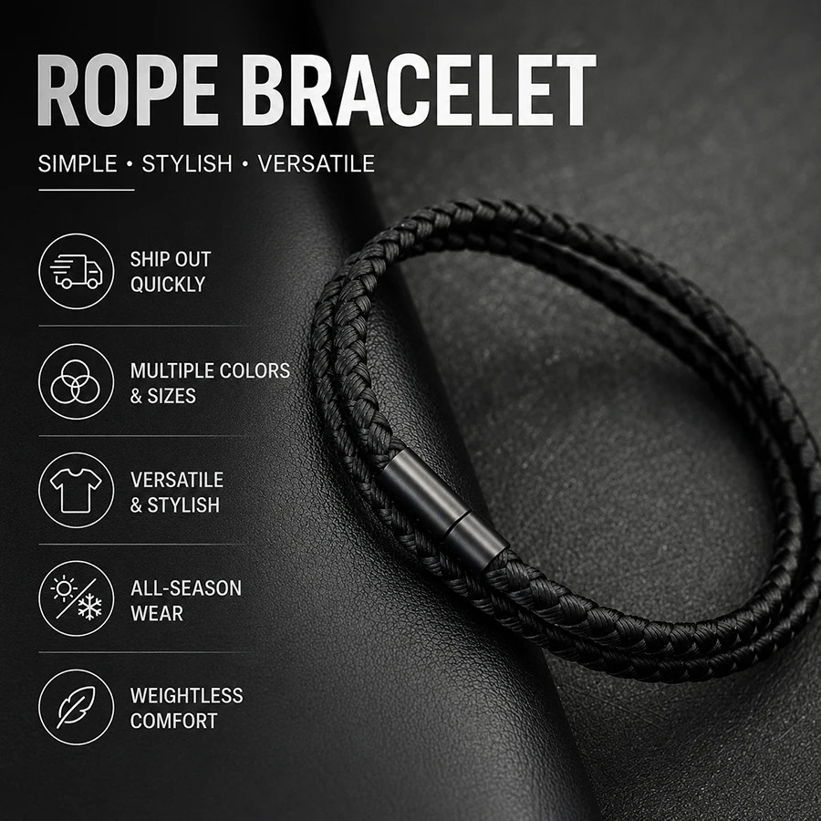 Men Bracelet With A Grade 4mm Keel Rope Multiple Colors And Sizes
