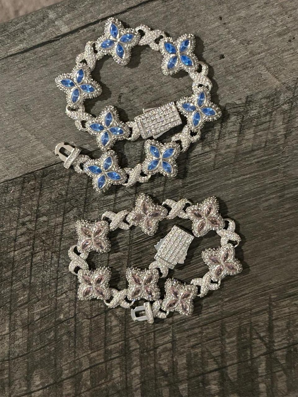 Pink And blue Infinity Cuban Charm Braclets