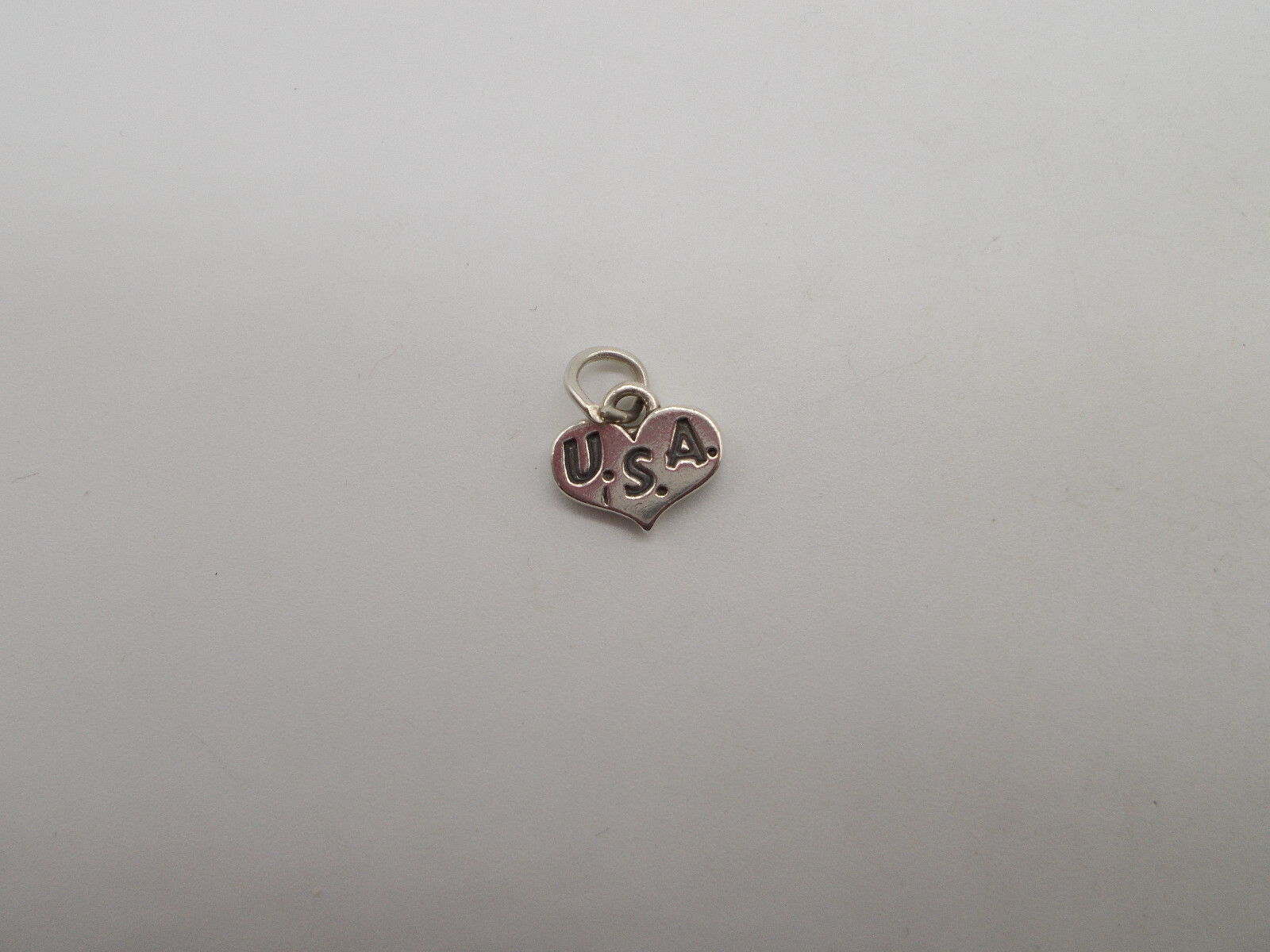 SJC STERLING SILVER “I LOVE U.S.A.” HEART CHARM WITH JUMP RING 250TH