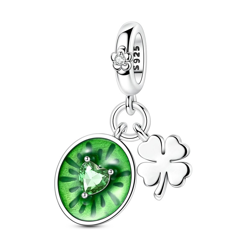 European 925 Silver DIY Charm CZ Fruit and Buildings Pendant fit Women Bracelet