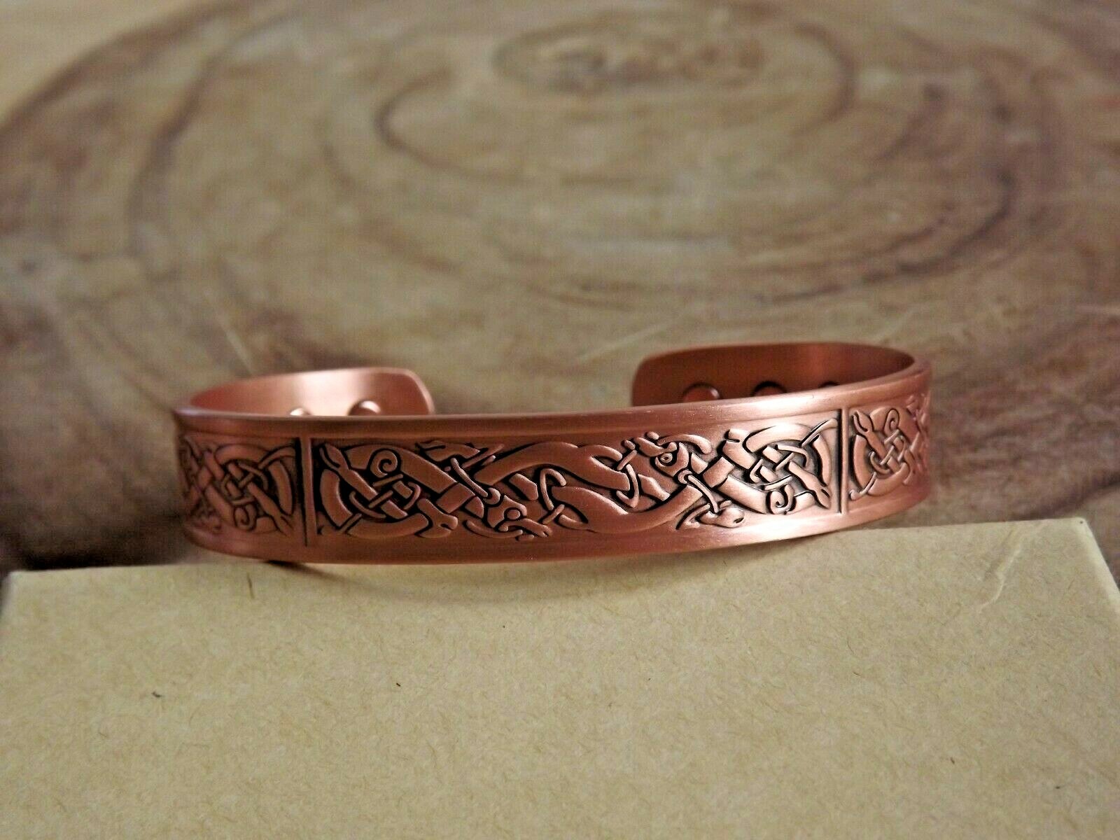 Solid Copper Magnetic Bracelet Celtic Viking God 12 mm Magnetic Cuff Bangle