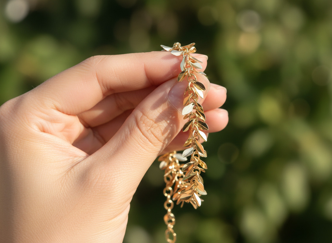 Chic Gold Color 18K Gold Plated Leaf Charm Bracelet for Women Minimalist Jewelry