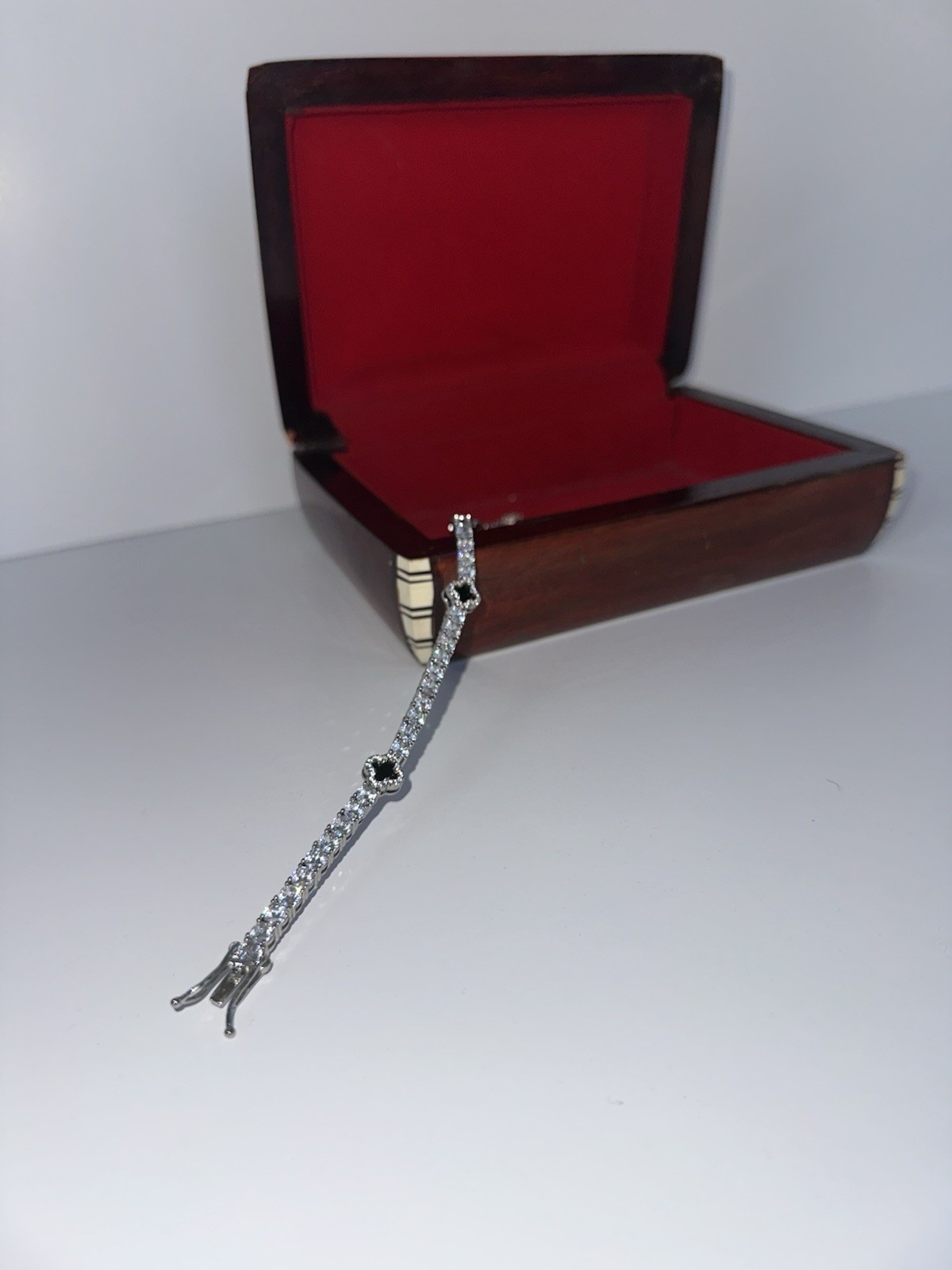 Silver-Tone Iced Tennis Bracelet Unisex Fashion Jewelry New