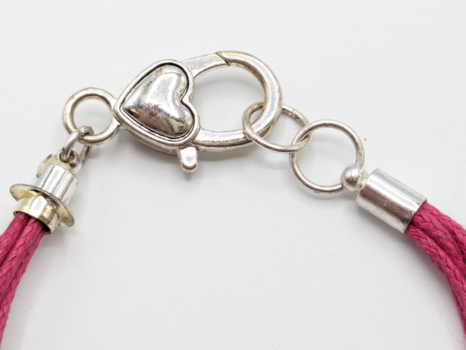 Pink Leather Hear Charm Bracelet Enameled Beads