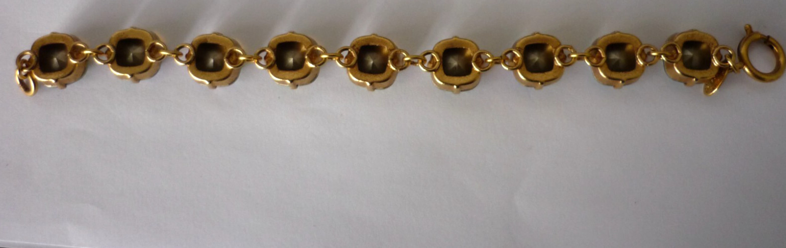Catherine Popescu France Gold Tone Metal Lime Green Crystal Claw Set Bracelet