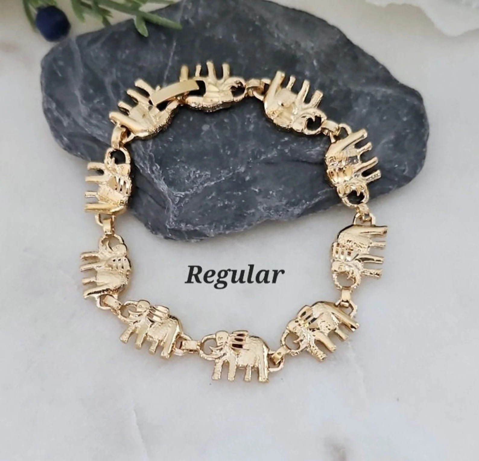 Gold Elephant Women’s Bracelet, 14K Heavy Plated Gold