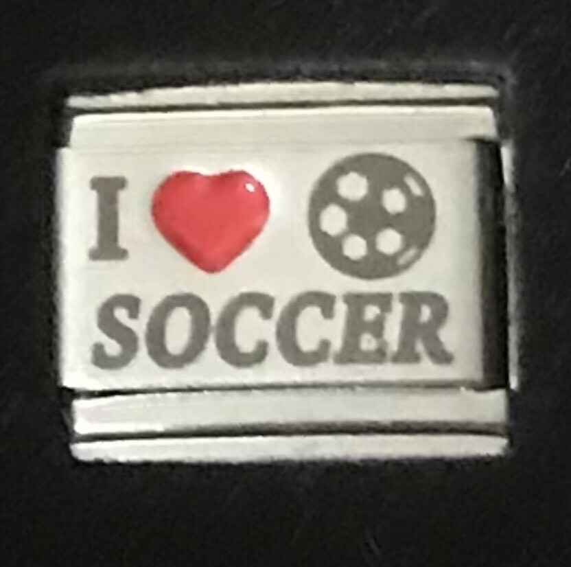 I Red Heart Love Soccer Laser Wholesale ITALIAN CHARM 9MM K15