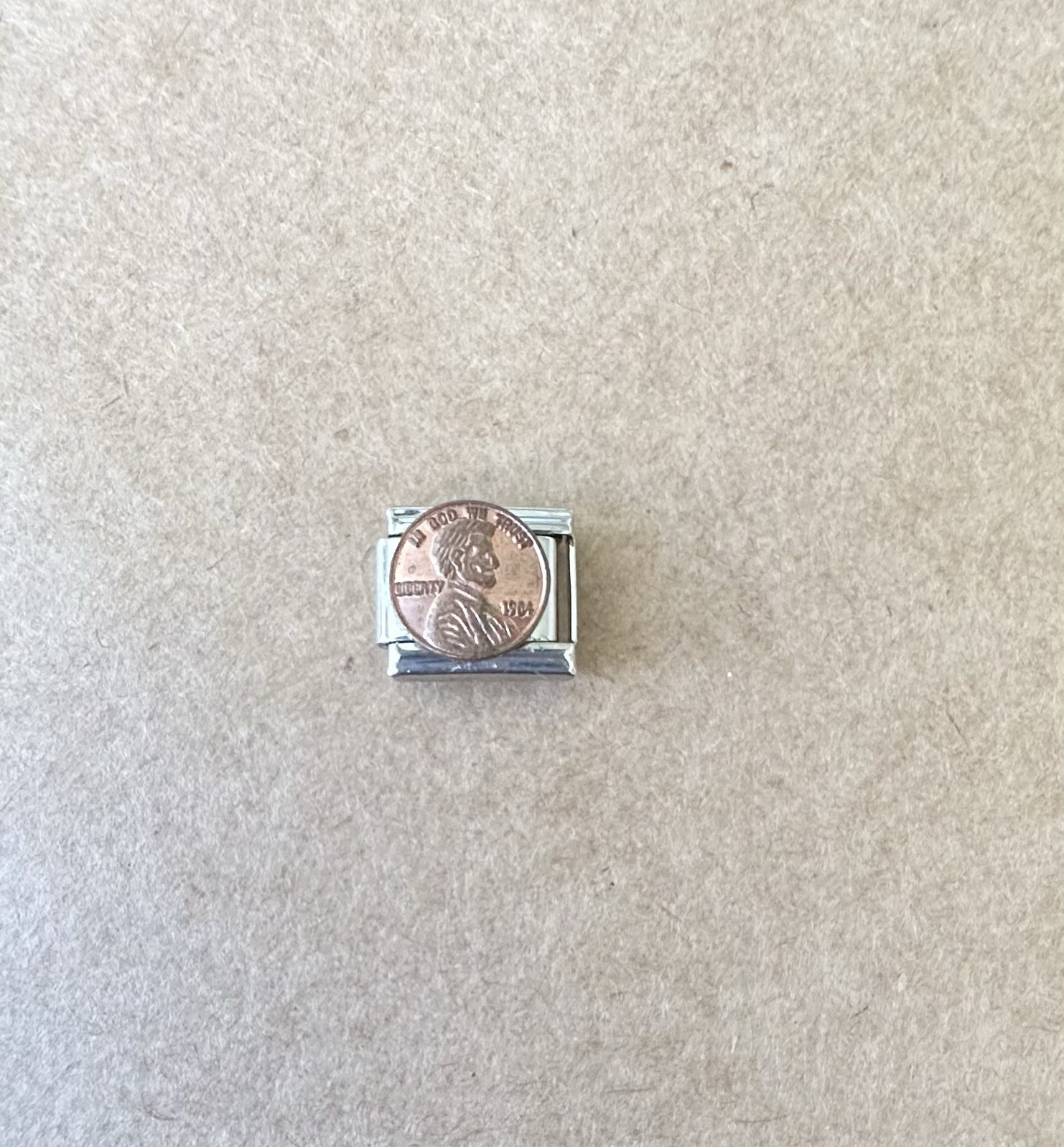 Penny Bronze Coin Italian Charm modular Link Stainless Steel Enamel