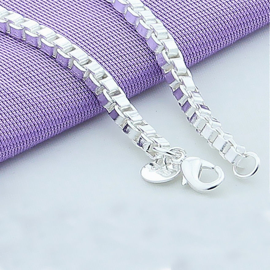Women’s Fashion Jewelry 925 Silver Plated Small Box Chain Bracelet 25-3