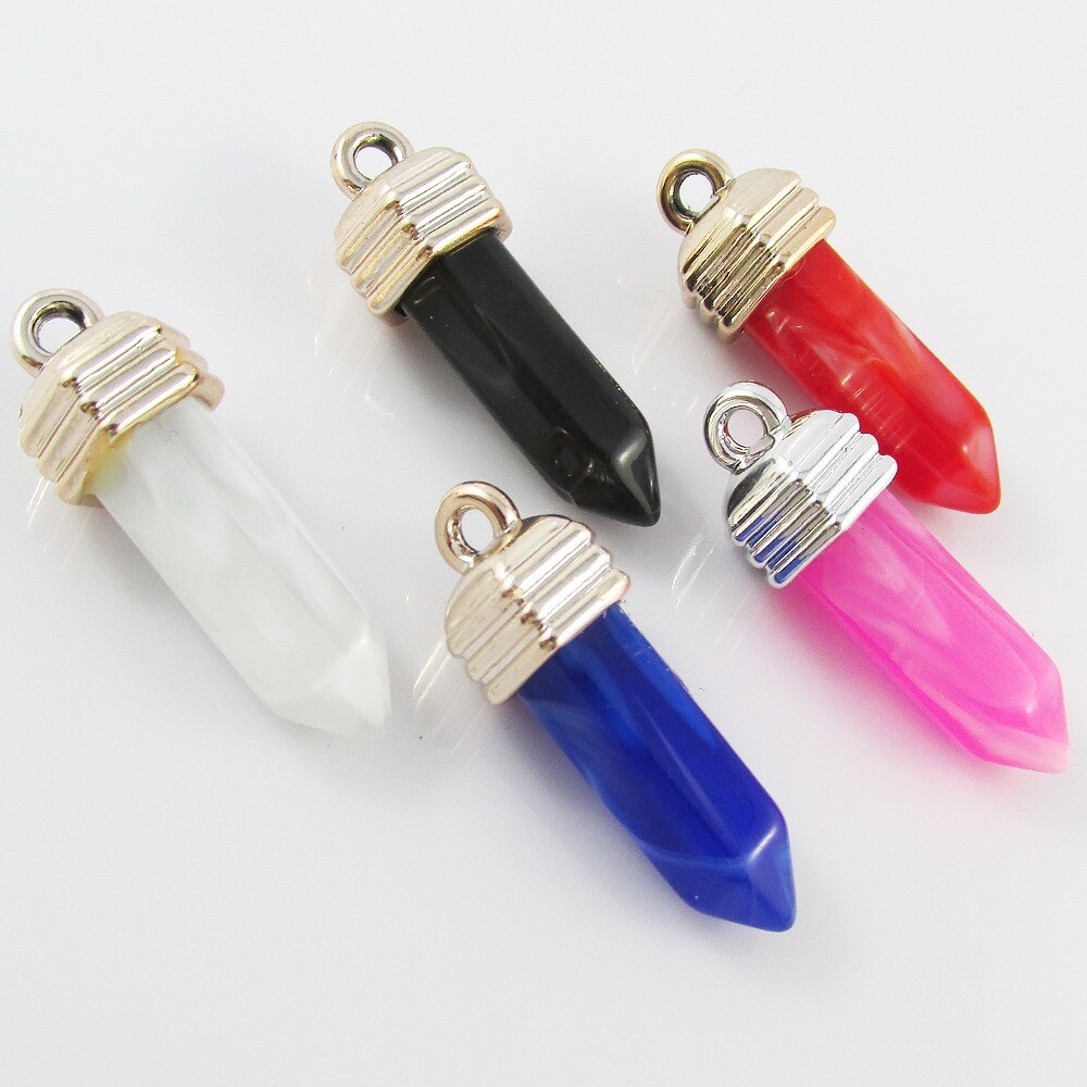 Bulk Pack of 5 Bullet Pendants Acrylic 37x13mm Select Colour