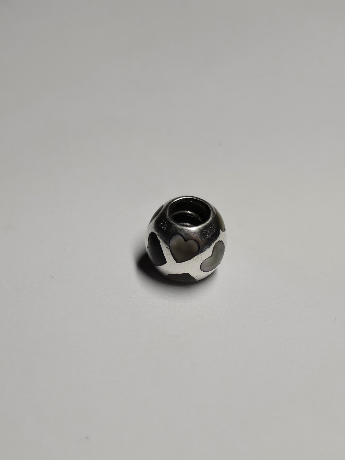 Genuine Pandora Charm “Black Mother of Pearls Hearts” – 790398MPB – retired
