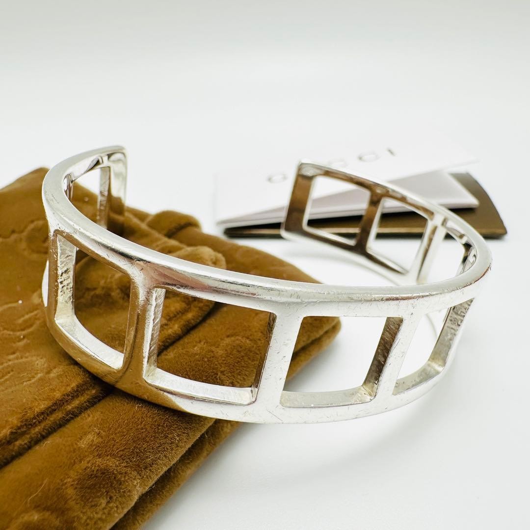GUCCI Bangle Square Cutout Silver Ag925 Bracelet