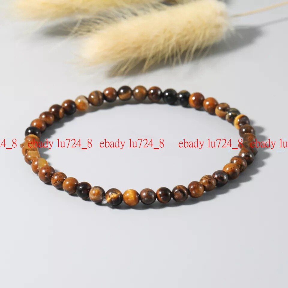 Lovely Fashion 4mm Yellow Tiger’s Eye Gemstone Round Beads Bracelet 7-9″