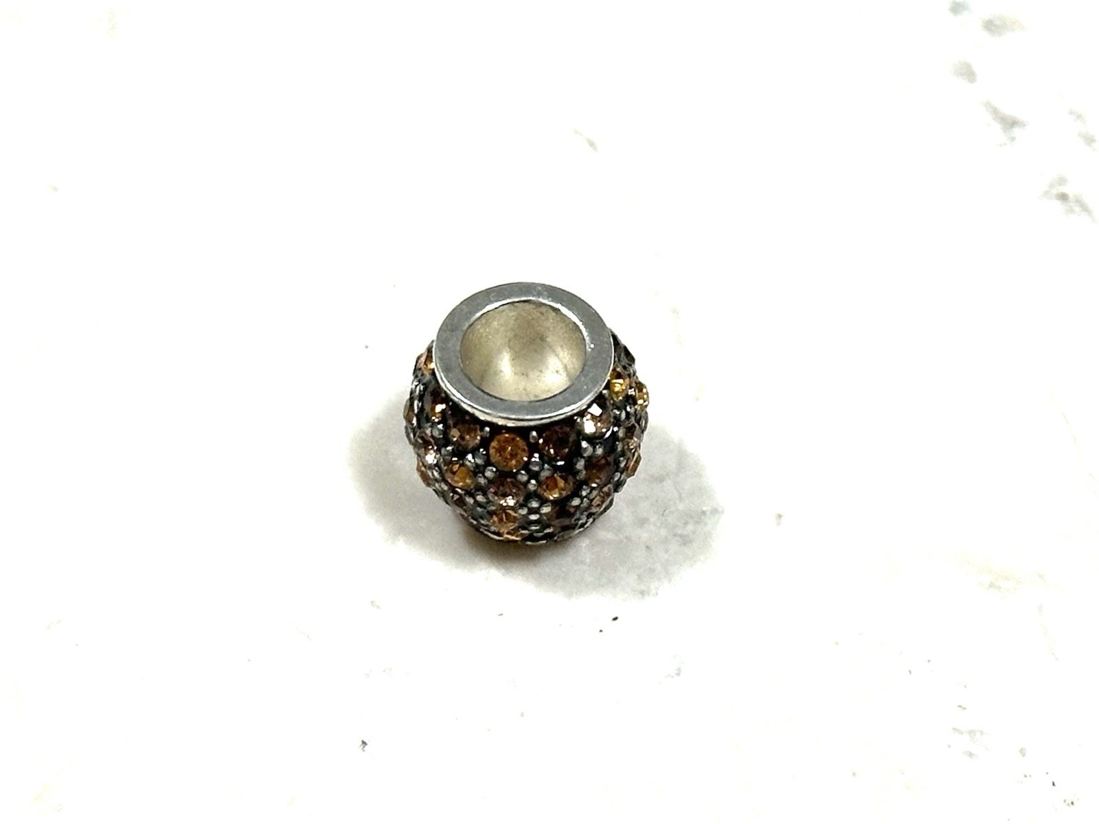 Brighton Crystal Voyage Bead Silver Topaz Brown Orange Bead