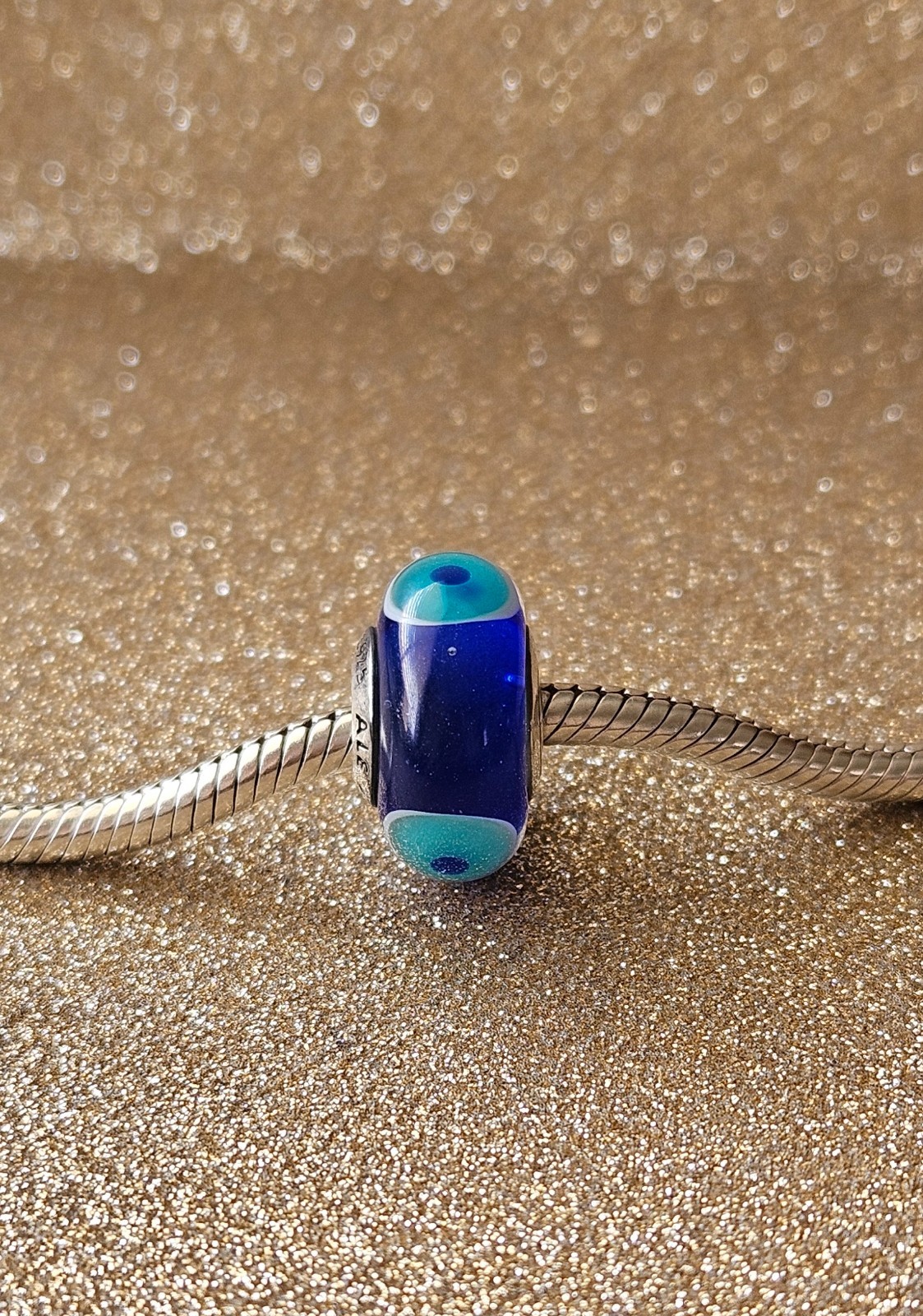 Authentic Pandora Silver Evil Eye Murano Charm